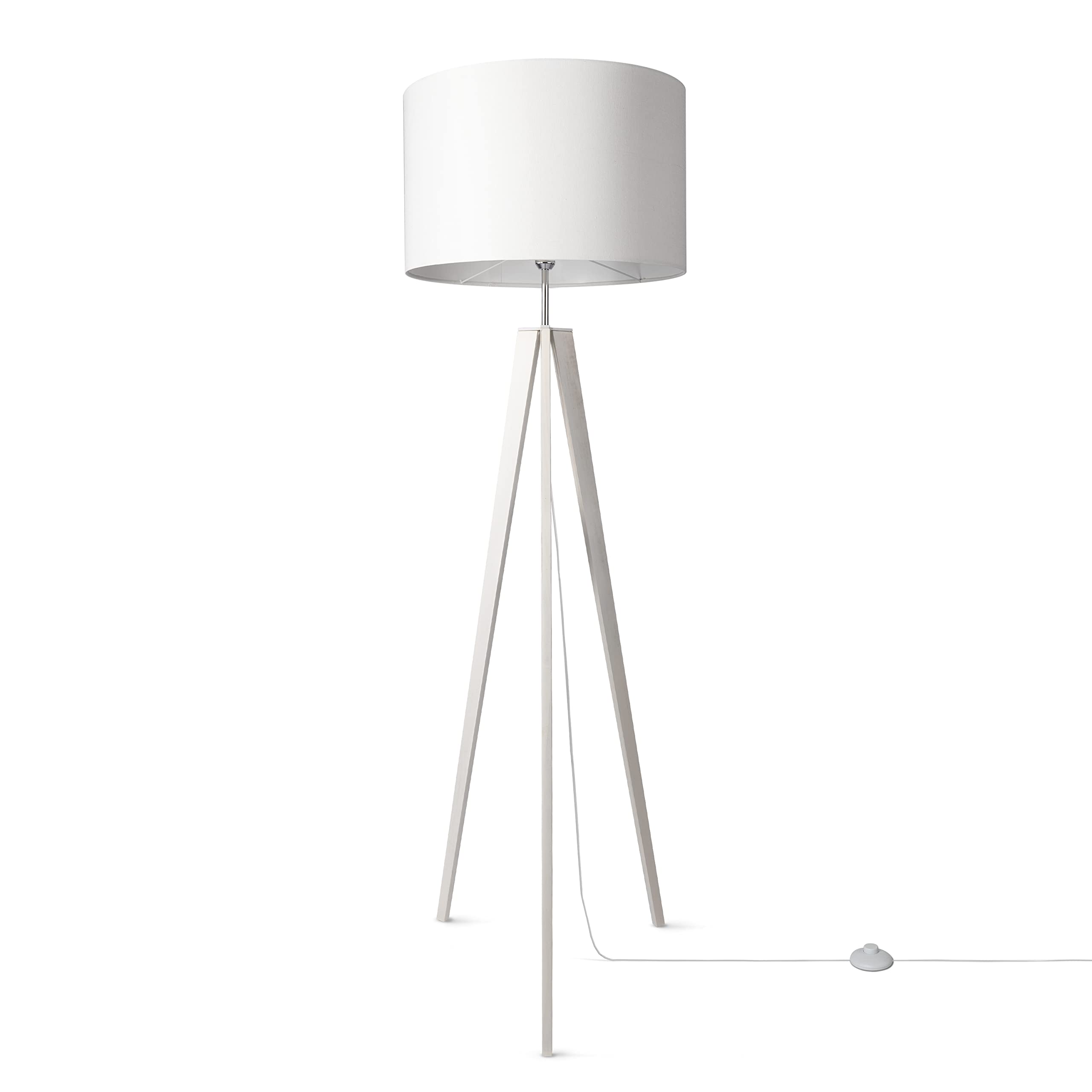 Paco Home Lampadaire moderne salon chambre aspect rotin boho corbeille lampadaire E27, Pied de lampe: Un Pied Noir, Abat-jour: Beige (28 cm
