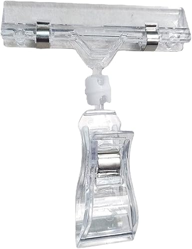 10 clips de plástico para letreros de mercancía, abrazaderas de sujeción giratorias, clips de etiquetas para reventar, clips dobles para etiquetas,