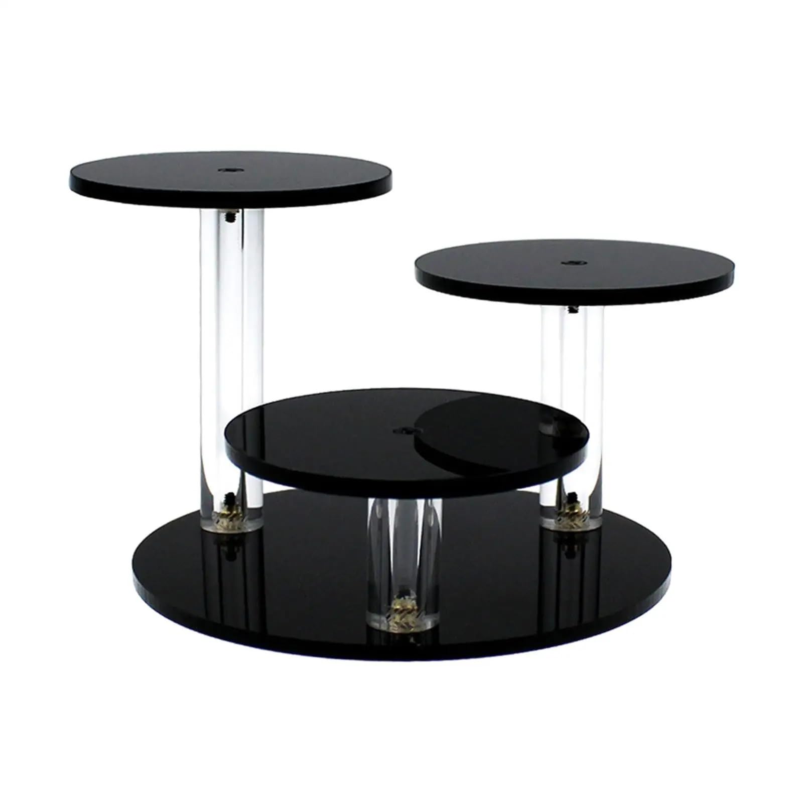 QuxetlRyz Perfume Organiser Display Risers Round Finger Ring Riser 3 Tier Mini Display Stand for Dessert Figurines Small Cake Action Figures(Black)
