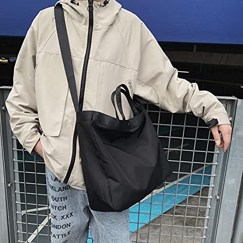 Duffel Bag for Men Women, Nylon Travel Carry On Tote Bag with Adjustable Strap for Weekender, Overnight, Gym (Black) 6 Duffel Bag for Men Women, Nylon Travel Carry On Tote Bag with Adjustable Strap for Weekender, Overnight, Gym (Black)