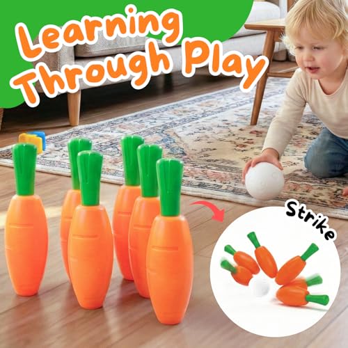 image for Grip Kids Carrot Bowling Set for Toddlers & Kids – 6 Pins, 2 Bunny B