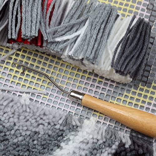 2 Pieces 6.3 Inch Wooden Bent Latch Hook Crochet Needle, Knitting Tool For Rug Making And Art Crafts #TOP6