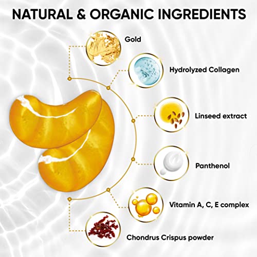 Gold Under Eye Mask For Puffy Eyes, Dark Circles, Eye Bags, Puffiness, Wrinkles - Hydrating Under Eye Patches With Collagen, Hyaluronic Acid Skincare - Anti-Aging Eye Patch Treatment Masks #TOP2