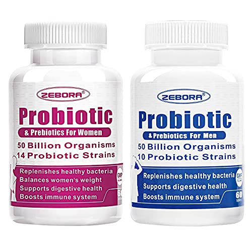 Probiotics for Women and Men with Prebiotics & Fiber 50 Billion CFU, Supports Digestive and Immune Health,Shelf Stable, Gluten & Soy Free 120 Tablets