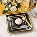 WDF 125Pieces Black Square Plastic Plates with Gold Rim Gold Disposable Silverware - include 25Pcs Dinner Plates,25Pcs Dessert Plates,25 Forks, 25 Knives, 25 Spoons for Halloween