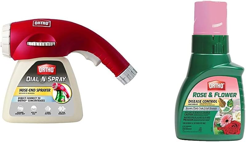 Ortho Dial N Spray pulverizador multiusos con extremo de manguera con concentrado de control de enfermedades de rosas y flores Ortho, 16 oz