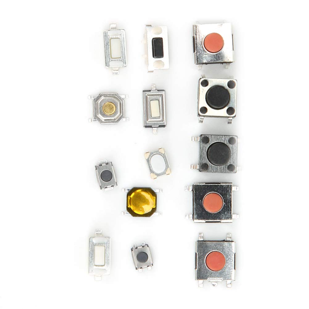 750PCS 15 Value Tactile Push Button Micro Switch Momentary Tact Assortment Kit with Plastic Box for Car Remote Control Key