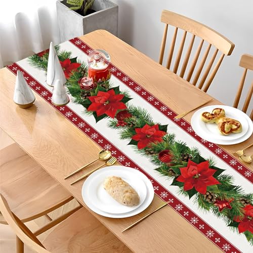 Chemin de table de Noël rouge Netnology 33x183 cm pour décoration - 8