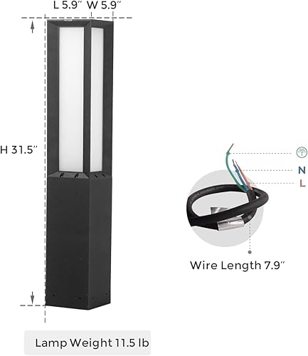 Miniatura 4 de Luz de camino de paisaje, iluminación LED de lujo de acero inoxidable de 8 W y 800 LM, iluminación moderna de bolardo al aire libre de 32 pulgadas
