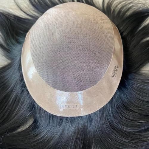 Image of Harezo Hair patch for men, Hair wig for men, Monofilament, 100% natural human hair, Durable & Easy To Self-Service, Easily attach with glue tape and clip, (11x9, Natural Black)
