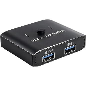 USB 3.0 Switch Bi-Directional 2 in 1 Out / 1 in 2 Out Switch for 2 Computers One Button Switching for Printer Keyboard and Mouse KVM Adapter Compatible with PC Scanner Keyboard