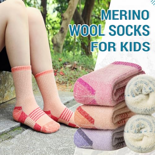 Merino Wool Hiking Socks for Kids Boy Girls Winter Warm Thermal Thick Boot Cozy Cushion Crew Socks3