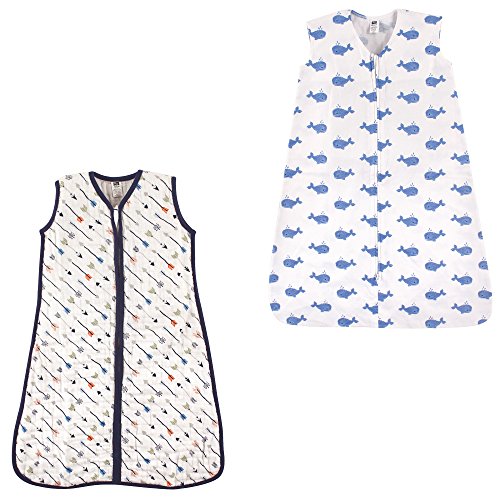 Hudson Baby Safe Sleep Wearable Sleeping Bag Muslin & Jersey Cotton, 2 Pack, Arrows/Whale, 18-24 Months