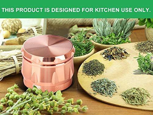 iRainy G2 Pro 2.3 Inch Spice Herb Grinder 4 Pieces with Pollen Catcher (Rose Gold) - Thumbnail 7