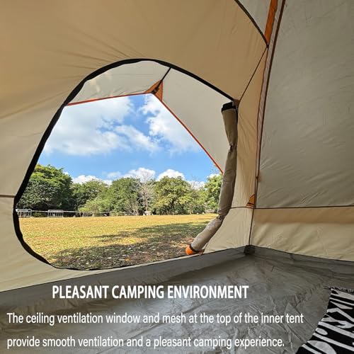 UNP Khaki 2 Person Dome Camping Tent, 4 Season, Easy Setup, Waterproof, 35 Sq Ft, 5.2 Lb