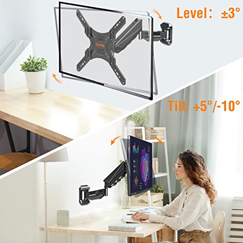 Elived Height Adjustable Tv Wall Mount For Most 23-55 Inch Tvs, Spring Arm Full Motion Swivel Tilt Articulating Tv Mount Bracket Fits Max Vesa 400X400Mm, 44 Lbs Yd1010 #TOP2
