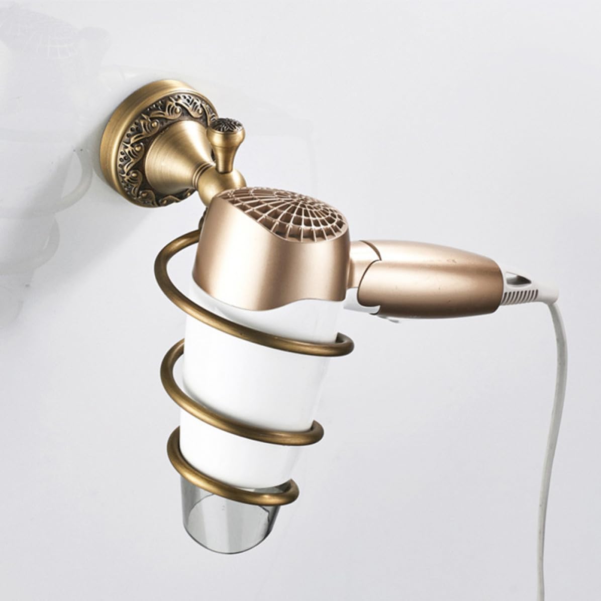 STOBAZA Secador para Soporte Dorado o Pared Cobre en Pelo Organiza Diseño en Espiral, Protege Cabello para Barbería Tocador Tu
