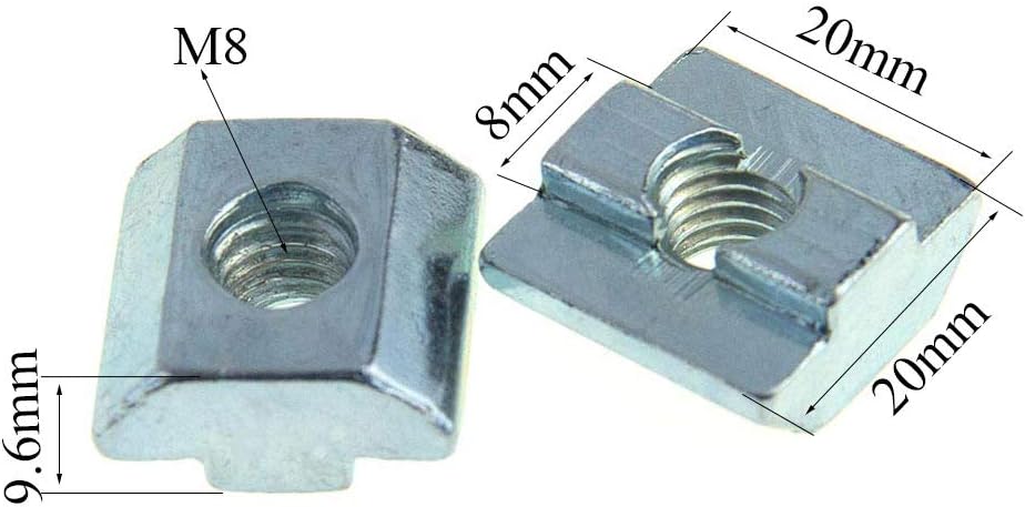 T Nuts Tee Sliding Slot Nuts 40 Series M8 Threaded Slide in Pre-Assembly for 40x40 Aluminum Extrusions Frame with Profile 4040 Sereis 8mm Slot for CNC Router Build Rail 3D Printer 12pcs
