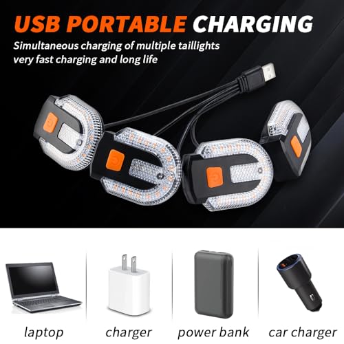 image for UPXSXT 4Pcs Turn Signals for Bicycles with Alarm, USB Charging Remote 
