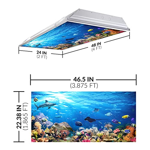 Image of Fluorescent Light Cover for Classroom Ceiling Lights - Premium Backlit Film Insert 2x4 (22.38 inchx46.5 inch) Florescent Fixture (Pack of 1) School, Office, Sensory, Improve Focus, Eliminate Headaches - Ocean