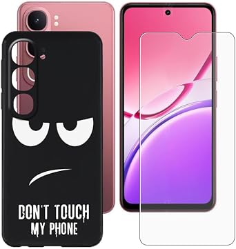 Case for Vivo Y21d 6.74" Phone Case + Screen Protector -Cover Shell Soft Silicone Black Protective case Bumper add Belt Tempered Glass 9H Hardness -let me Alone