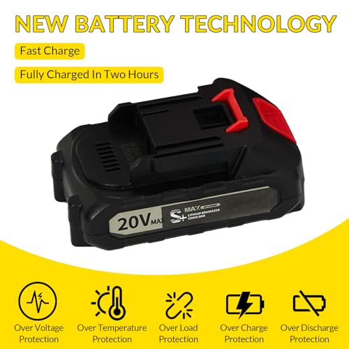 Image of 20V Chargeable Cord Less, 8 Inch Mini Cordless Automatic Chain Tension, Mini Cordless Handheld Chainsaw & 2x2.0AH, 2 chains, 2 guide bars Battery and Charger for Home (Yellow)