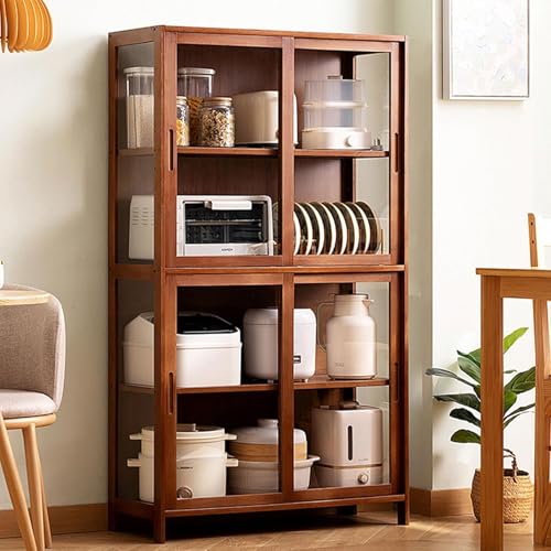Armario de almacenamiento de madera para cocina, mueble multifuncional con puertas y compartimento abierto, ideal para cocina, sala de estar u oficina