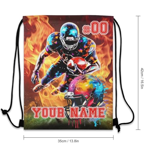 Custom Football Drawstring Backpack - Cool Cinch Sack, String Backpacks for Kids Women Men Boys Girls for Gym Outdoor Sports Travel Athletic Drawstring Bag - Lightweight/Foldable3