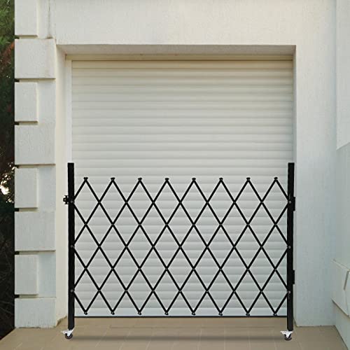 Single Folding Security Gate, 4.27'H x5.45'W Folding Door Gate, Iron Accordion Security Gate, Flexible Expanding Security Gate, 360Â° Rolling Barricade Gate, Scissor Gate or Door with Padlock