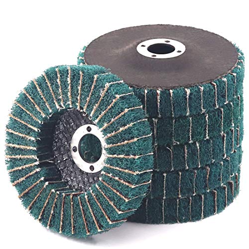 Image of Keadic K-389 6 Pack 100mm (4 Inch) 120 Grit Green Nylon Fiber Flap Discs – Paint Stripping, Rust Removal & Stainless Steel Pipe Polishing for Angle Grinder