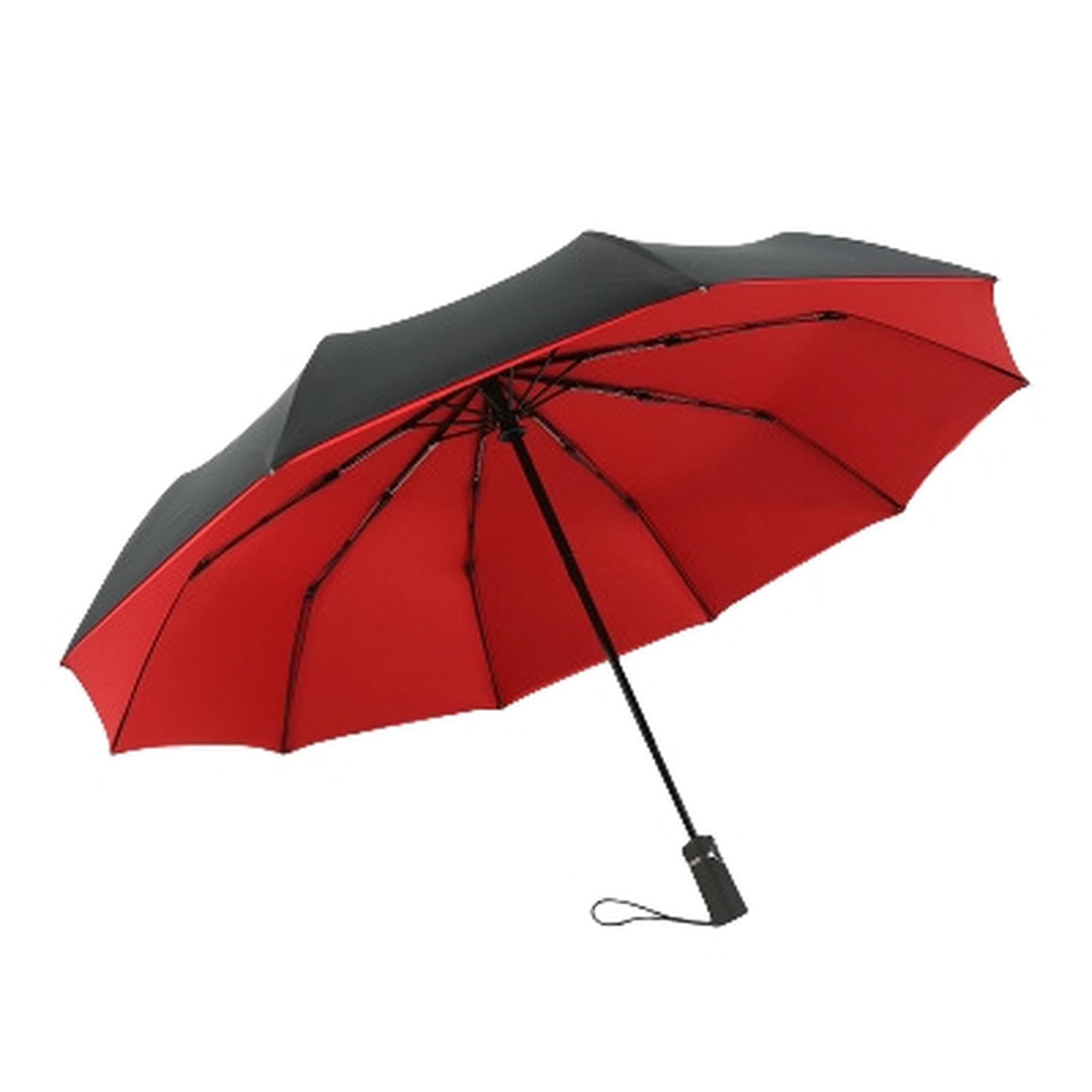 Gyios Umbrella Travel Windproof Folding Auto Open Close, Lightweight 10 Ribs Automatic Canopy Compact Umbrella-red