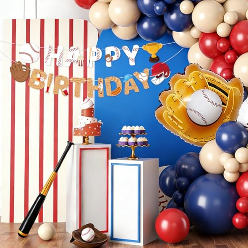 Image of Baseball Happy Birthday Banner Baseball Sports Theme Birthday Decorations Party Banner for Boys Girls Party Supplies