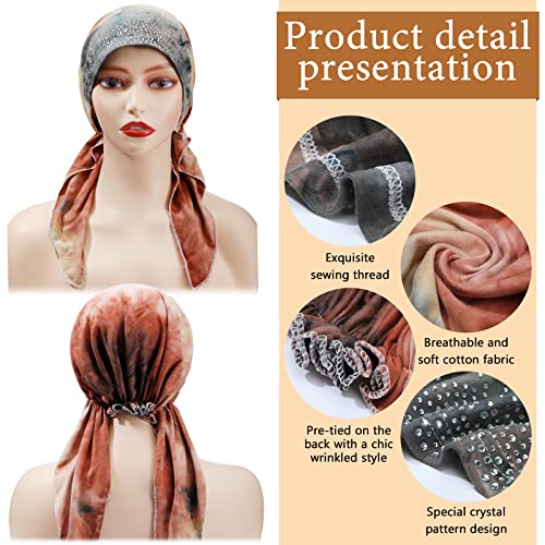 Image of Geyoga 6 Pcs Chemo Headwear for Women Pre-tied Head Scarf Headwrap, Tie Dye