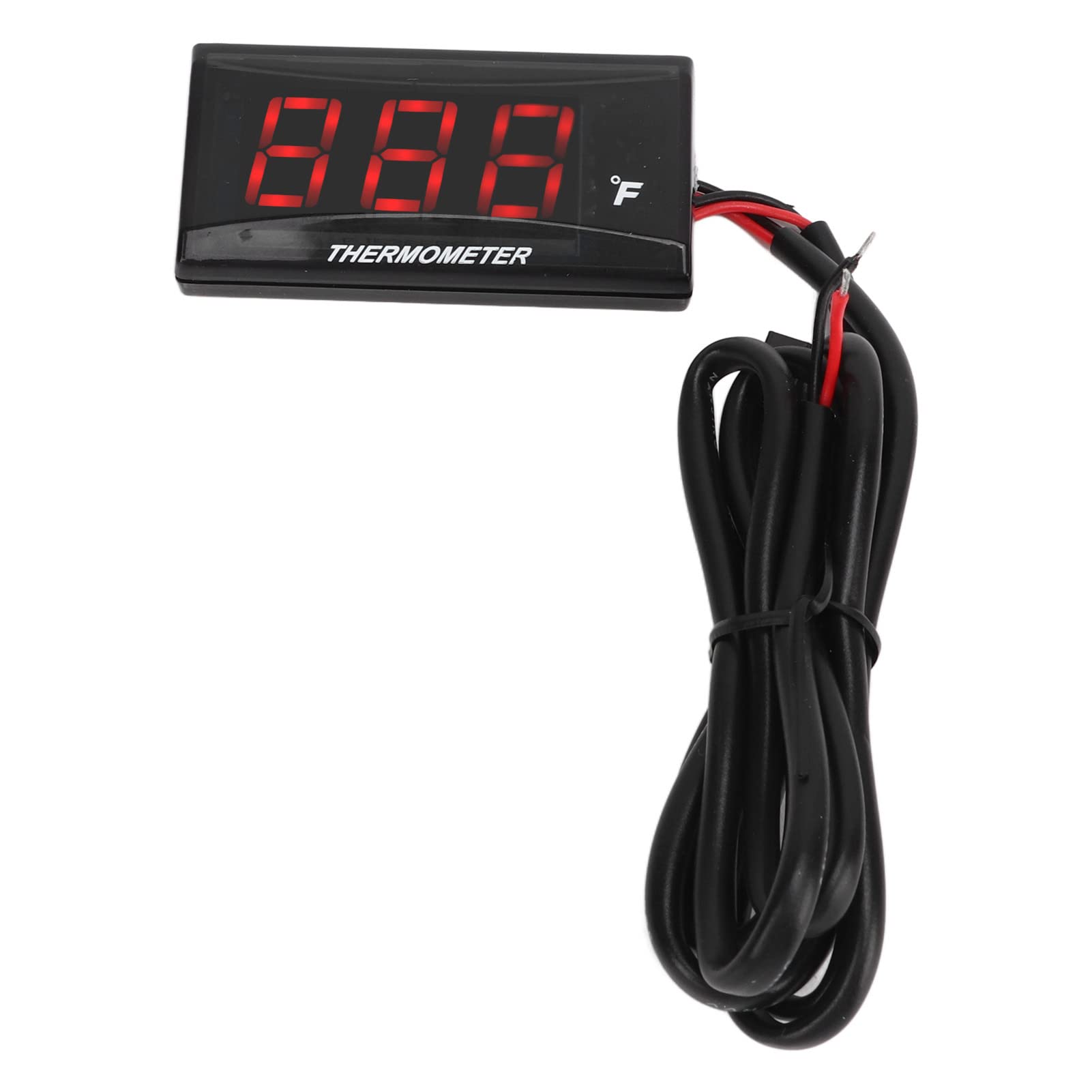 LCD-Motorrad-Thermometer, Ultradünn, Wasserdicht, Wassertemperaturmesser, Zündkerzenadapter, DC12V (Rot)