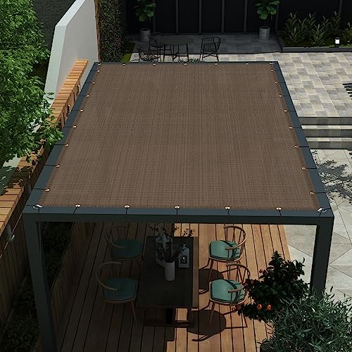 ECOOPTS 24'x28' Sun Shade Sail Straight Edge Sun Shade Canopy with Grommets UV Block Shade Cover for Outdoor Pergola Patio Backyard Garden (Brown)