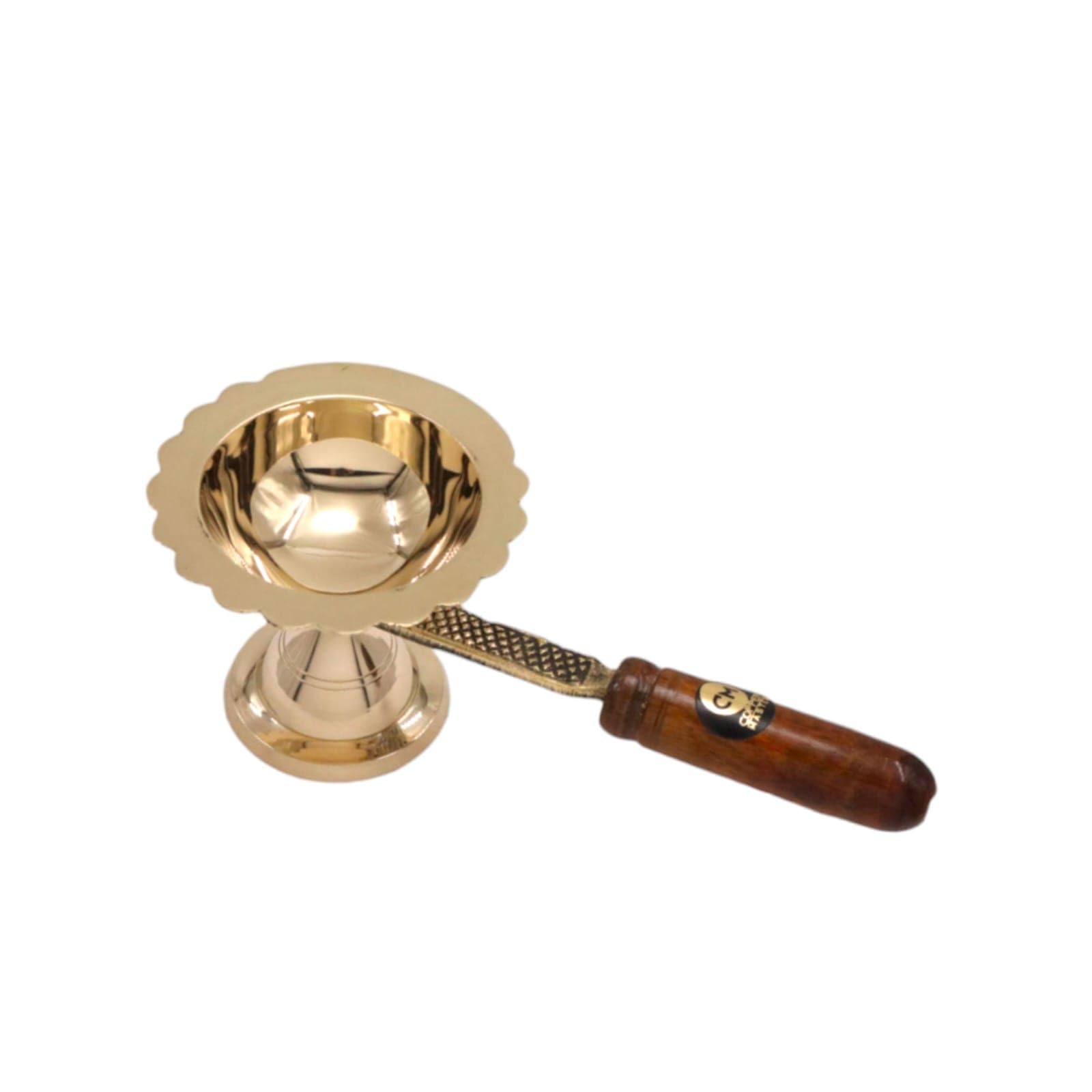 Copper-Master Pure Brass & Wooden Handle Pooja Dhoop Akhand Diya Brass Puja Dia (B07XSL5KDK) Amazon Price History, Amazon Price Tracker