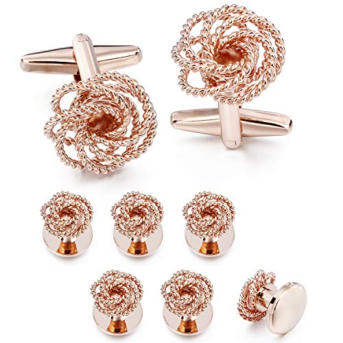 HAWSON Knot Cufflinks Tuxedo Studs Set for Men Wedding Jewelry
