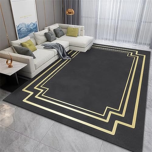 Tapis de salon jaune g&eacute;om&eacute;trique 60x90cm antid&eacute;rapant pour chambre - 2