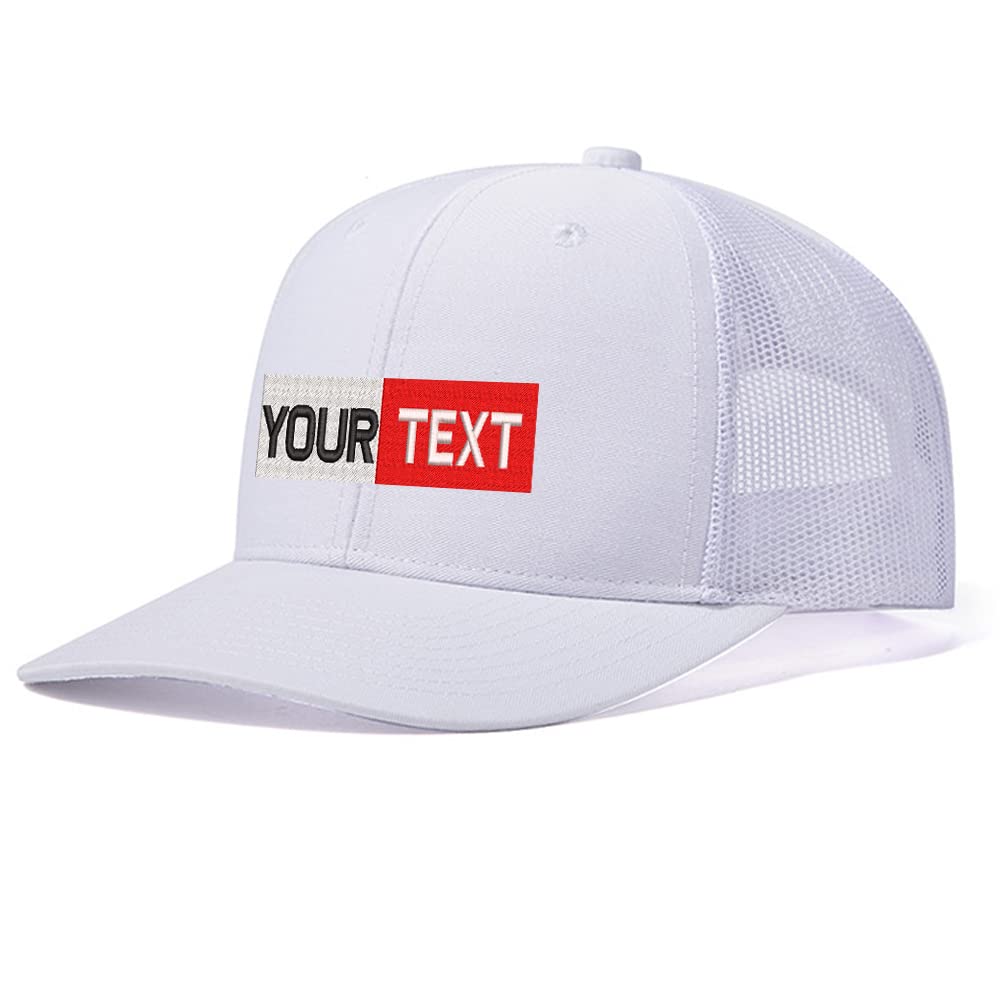 Unisex White Personalized Baseball Caps Custom Embroidered Adults Embroidered Adjustable 112 Trucker Caps Or Hats With Text & Logo