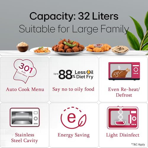 Image of LG 32 L Convection Microwave Oven (MC3286BLT, Black, Auto Cook Menu, Diet Fry and with Stainless Steel Cavity)