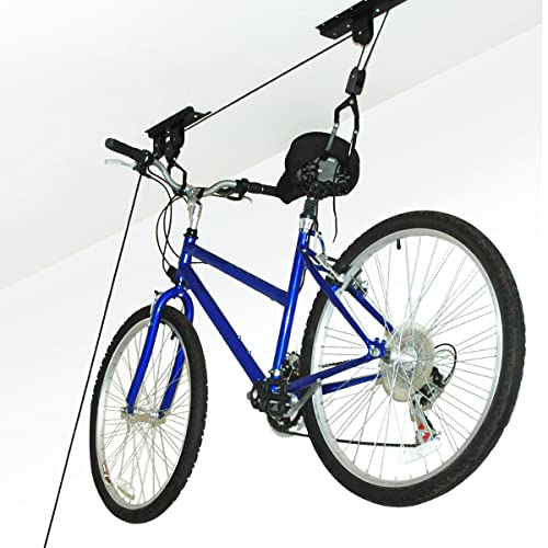 Image of Bike Hanger - Overhead Hoist Pulley System with 100lb Capacity for Bicycles or Ladders - Secure Garage Ceiling Storage by Rad Sportz