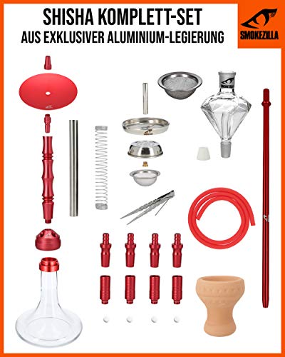 Smokezilla® MINYA 4S Aluminium Shisha Set 86cm | Komplettset mit Kaminkopf Kaminaufsatz Kopfsieb und Molassefänger… – Bild 3