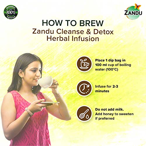 Image of Zandu Cleanse & Detox Herbal Infusion: Use This Tea Bag To Give Your Body The Gift Of Good Health |Helps Improve Skin Glow & Detoxifies The Body (25 Tea Bags), Green Tea, 90 Gram