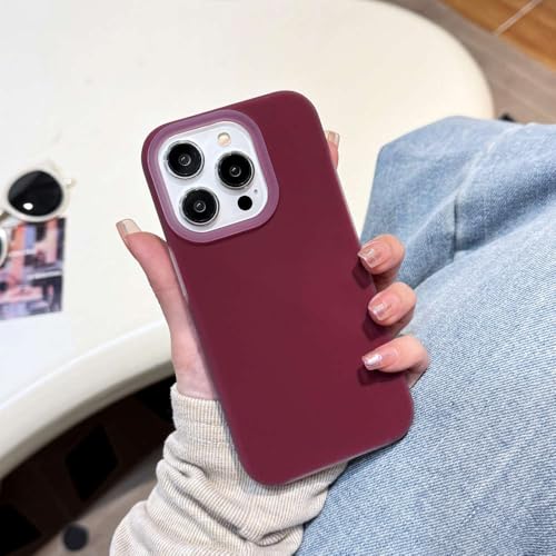 Coque silicone liquide mat iPhone 16 15 14 13 Pro Max rouge antichoc