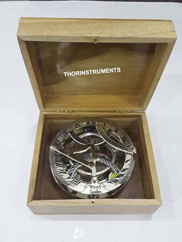 Brújula Reloj de Sol Náutica con Caja de Teak miniatura 3