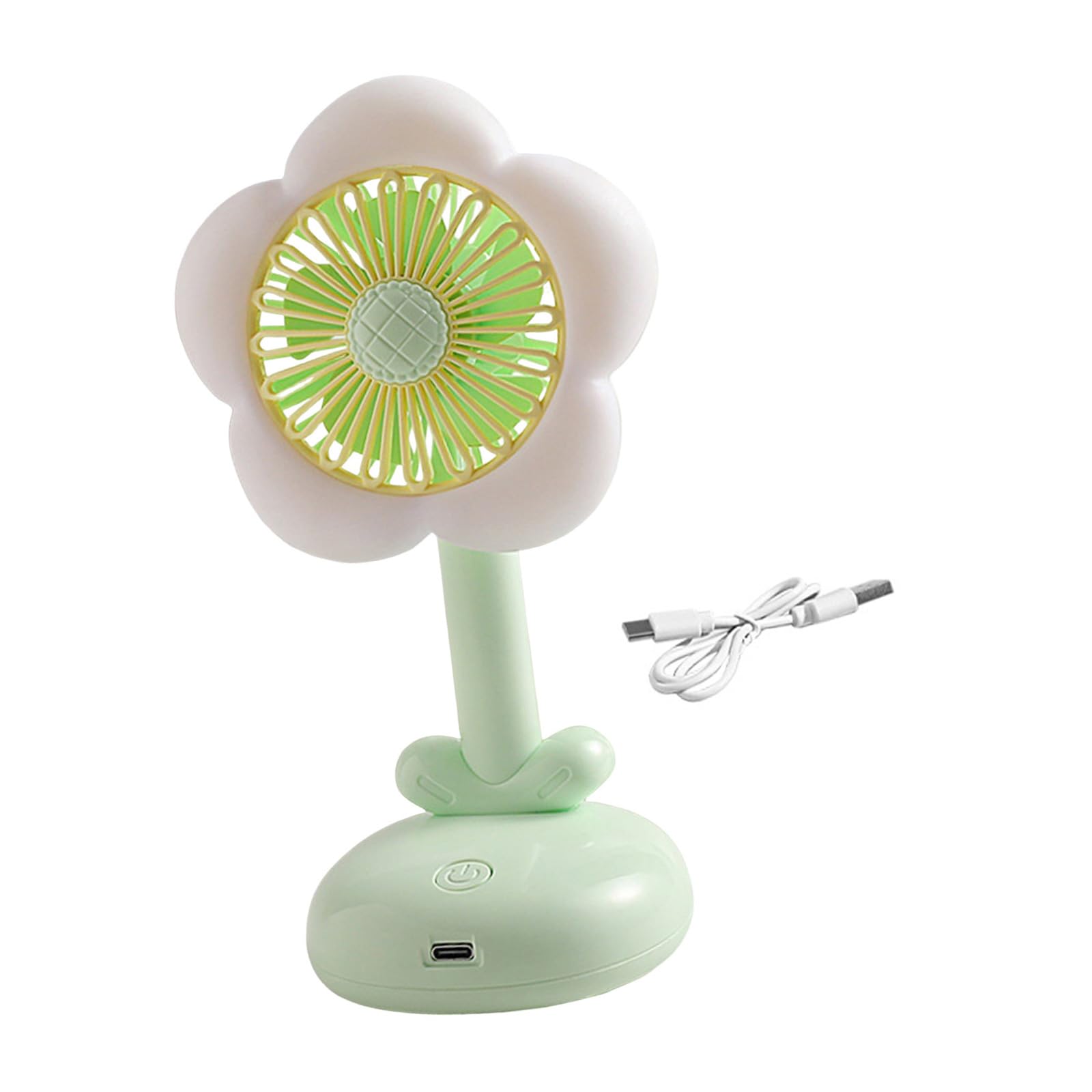 KieTeiiK Rechargeable Desk Fan Flower Shape with Various Speed and Light Bedside Table Fan Suitable for Offices Home and Study Portable Design Quiet Desktop