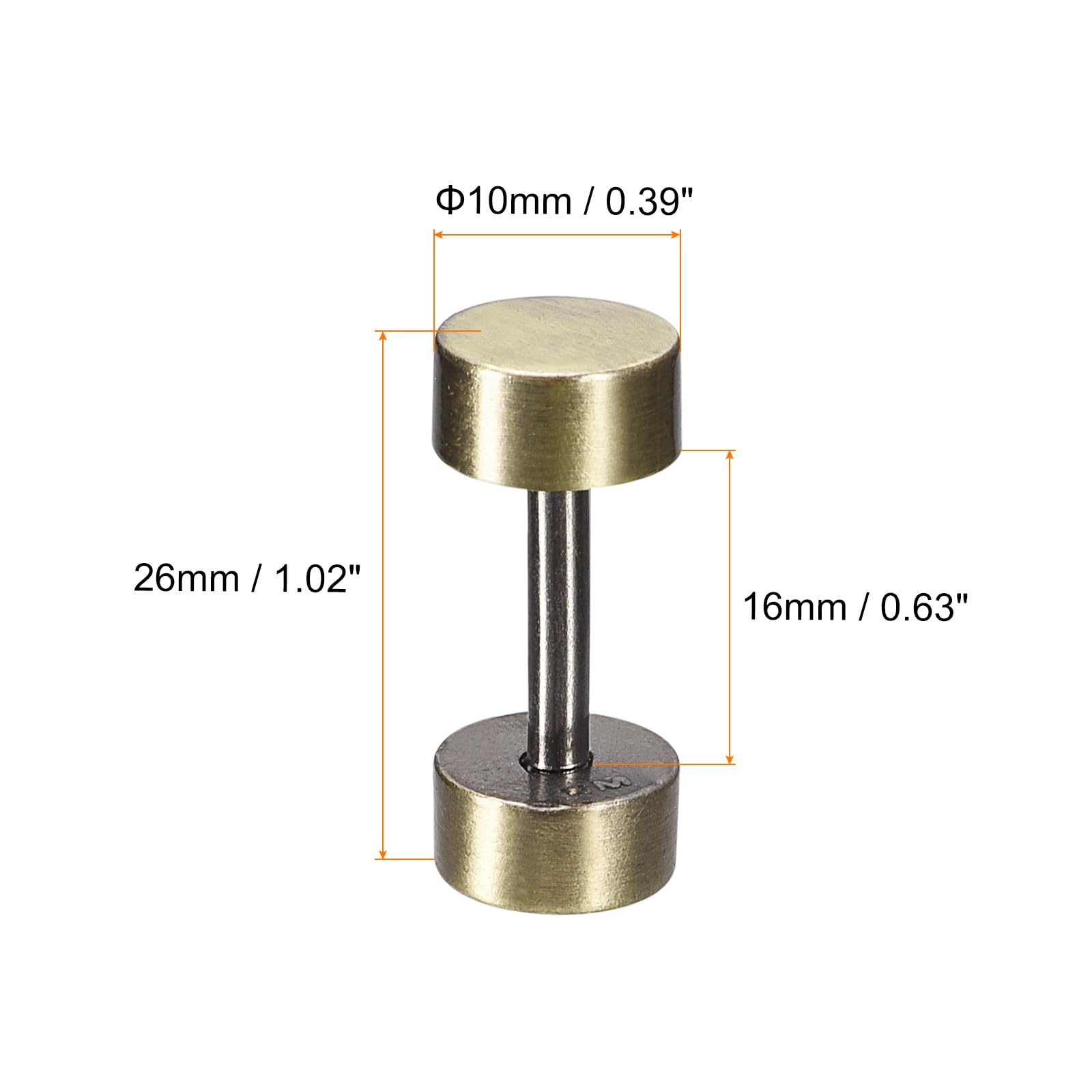 sourcing map 8 Stück Metall Ledernieten Schraubnieten Tasche Riemen Verbindung Schnalle 16x26mm Geldbörse Hantel Form Nieten für Handtasche Gürtel Griff Konnektiv Dekoration (Bronze Ton)