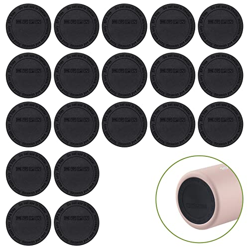 20Pcs Rubber Bottoms for Sublimation Tumblers Protective Anti-Slip Silicone Bottoms with Adhesive for Skinny Tumblers Thermal Bottle Mason Jars (56mm  Black)