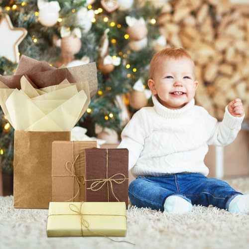 Image of NEBURORA Assorted Brown Tissue Paper Set 60 Sheets Gift Wrap Paper Retro Brown 3 Colors for Fall Harvest Holiday Graduation Weddings Birthday Construction Party DIY Decorations