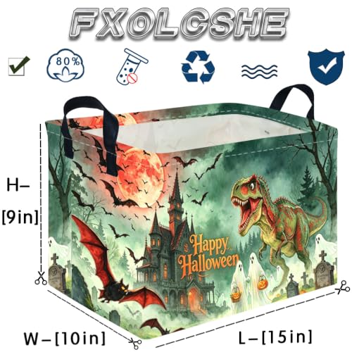 Image of Halloween Dinosaur Ghost thriller basket,Empty Halloween basket,Horror and thriller decor,Trick or Treat Box for Boys and Girls,Halloweens Party Baskets(Castle Ghost)